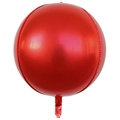 Spherical red 4D aluminum foil balloon with metallic luster and inflatable valve - 32 inch / Red