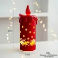 Detailed size specifications for red Christmas LED candle lamp with reindeer patterns - Large Candle Light - Red