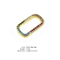 Gold rectangular open pendant with colorful micro-pave zircons for DIY jewelry - 16-Rectangle Color Zircon