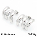 Pendientes de aro minimalistas en forma de C de acero plateado de 18x16mm - Color Acero