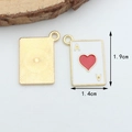 Golden Ace of Hearts poker card pendant with red and white enamel for DIY jewelry making - Heart Large【1.4CM×1.9CM】