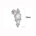 Surgical stainless steel lip stud with crystal cluster in silver finish 13mm size - 13mm Dual-Gem Combination Style (23 silver) / 1.2*8mm / Silver