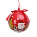 7.2cm red Christmas ball ornament with Santa and reindeer patterns and ribbon bow - Red