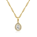 Eleganter Tropfenanhänger mit Zirkonia in poliertem Gold für Damen-Halsketten - Halskette + Anhänger Set / Gold Weißer Zirkon
