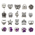 DIY jewelry set with 20 silver-tone purple charms like stars crowns and music notes - 20Pcs Purple Series Alloy Beads
