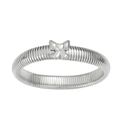 Detail of silver stainless steel ring with horizontal ribbed design and heart bow motif - Bowknot Bracelet / 12mm/20cm / Silver
