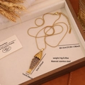 Stainless steel fish pendant necklace with purple scales on golden snake chain - Purple Scale Articulated Fish (5#)