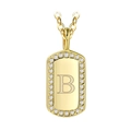 Collier avec pendentif rectangulaire doré, lettre B et bordure en cristaux brillants - Lettre B Or