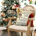 Kerst kussensloop met kardinaal vogel en brief uit de hemel op vintage beige stof - Kerstrode kardinaal