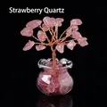 Handmade strawberry quartz crystal tree ornament with wire trunk in a clear glass bottle - Strawberry Quartz (18 Grains) Fish Tank Jar Tree