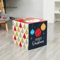 Scatola regalo di Natale con Babbo Natale e motivi di alberi, 25x25x25cm per decoro festivo - LH-6A (1 Pezzo)