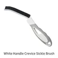 Brosse de nettoyage de joints avec design en faucille et poignée ergonomique - Brosse faucille à manche gris et poils noirs