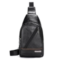 Minimalistische schwarze Herren-Brusttasche aus PU-Leder mit strukturierter Oberfläche - 923 Schwarz