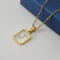 18K gold plated necklace featuring a rectangular shell pendant with golden letter J - Gold Letter J