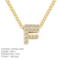 14K gold plated stainless steel initial F necklace with pavé cubic zirconia - Letter F / Gold