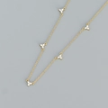 Gold S925 silver necklace featuring five delicate clover pendants with micro-set zircons - 925 Silver / Gold