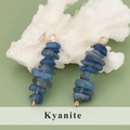 Flat round blue kyanite stone pendant with gold loops for DIY jewelry making - 21S Kyanite (Set of 4)