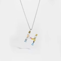 Macro detail of S925 silver letter H pendant with colorful cubic zirconia stones - Silver Letter H