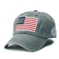 Berretto da baseball grigio vintage in cotone lavato con ricamo bandiera USA e stile rétro - Regolabile / Grigio