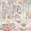 6x6 inch Pearl Embroidery scrapbook paper pad with 12 elegant vintage floral designs - R2407 24 Images