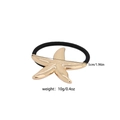 Golden irregular starfish alloy hair tie with high elastic black band for women - Metal Starfish