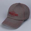 Berretto da baseball in cotone grigio scuro con ricamo rosso e cuciture a contrasto moda - Grigio