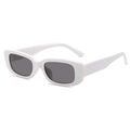Kids vintage rectangular sunglasses with thick white plastic frame and dark grey lenses - White Frame