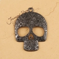 Ciondolo teschio vintage in argento con motivi floreali per collane fai da te e bijoux - Canna di Fucile