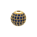 Detail of a gold copper bead with blue micro-pave crystals for DIY jewelry making - 6mm / Gold Crystal Blue Zircon
