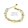 Gold layered stainless steel bracelet with natural blue stones and shell charms - Style 4 (Multi-color Faceted Beads)