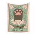 Detail van Ace of Paws wandkleed in tarotstijl met kattenpoot die uit wolken komt - 150x200cm (Short Plush) / Aas van Poten (GT220202-25)