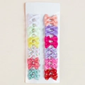 Set of 12 colorful handmade grosgrain ribbon bow hair clips on display card - Floral Mixed 12Pcs Set
