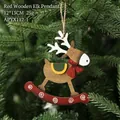 Roter bemalter Rentier-Anhänger aus Holz für den Weihnachtsbaum, 12x13cm Elch-Deko - Rotes Schaukelrentier / 12x13cm