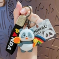 Cute 3D panda keychain with sports paddle, medal and black woven panda strap - Sports - Table Tennis Panda
