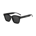 Classic black square frame sunglasses with Trend x Fashion text on the side - Black Frame Grey Lens