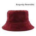 Burgundy corduroy bucket hat with reversible design and premium textured fabric - Wine Red (Reversible)