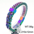 Pulsera de cadena hip hop arcoíris de acero inoxidable 210x12mm en soporte - Multicolor (KB182967-KFC)