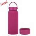 Plum purple 1L insulated sports bottle with frosted finish and non-slip silicone base - 1 L / Fuschia