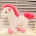 Peluche a forma di pony bianco con criniera e coda rosa acceso per bambini - 30cm / Rosa