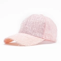 Women's pink baseball cap with fluffy faux fur textured surface and wide curved brim - Adjustable / Pink