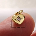 Minimalist 18k gold heart pendant with transparent crystal gemstone 6mm detail - 6mm / Single Zircon Heart