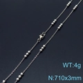 Minimalist silver beaded stainless steel necklace with 3mm beads and lobster clasp - Steel Color Necklace (KN232168-Z)