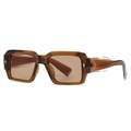 Vintage rectangle sunglasses with translucent amber tea frame and gold star rivets - Amber Tea Frame/Tea Lens