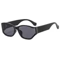 Fashionable oversized black sunglasses with sleek curved lenses and golden metal accents - Black Frame Grey Lens