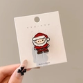 Spilla natalizia di Babbo Natale in smalto rosso e bianco su cartoncino - Babbo Natale