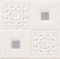 Sticker mural 3D en mousse blanche avec motifs floraux et carreaux argentés brillants - 35cmx35cmx3mm / Blanc avec Argent