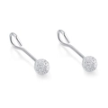Elegant S999 sterling silver hook earrings with frosted ball drops and sparkling finish - S999 Pure Silver / Frosted Stud Earrings