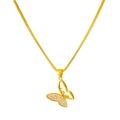 Golden butterfly pendant necklace with LOVE engraving and white cubic zirconia accents - Gold-tone Butterfly & LOVE Letter Style