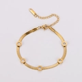 Pulsera de cadena de serpiente dorada con números romanos y circonitas brillantes - Dorado