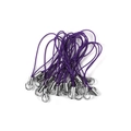 Durable dark purple braided alloy mobile phone lanyard strings with silver metal rings - Deep purple